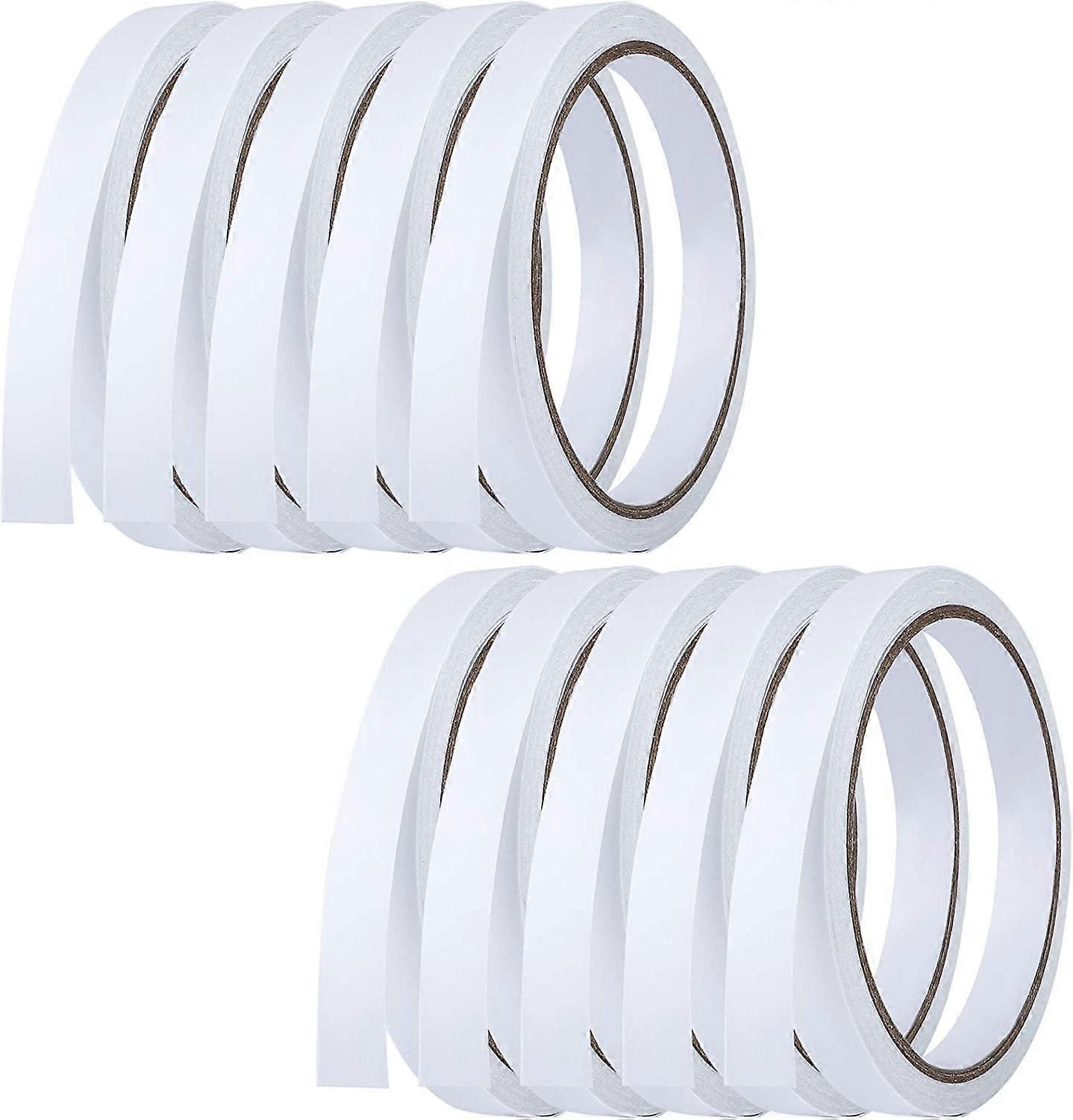 10 Rolls Self Adhesive Double Sided Tape Each Roll 10 m White Strong Sticky Tapes for Handwork, DIY Craft Projects, Cards and Boxes