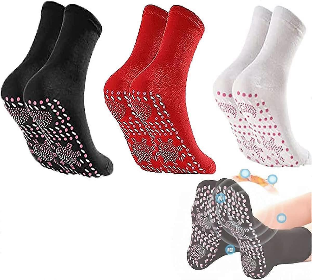 AOOPOO 3 Pairs Tourmaline Acupressure Self-Heating Shaping Socks Tourmaline Slimming Health Sock Tourmaline Health Sock