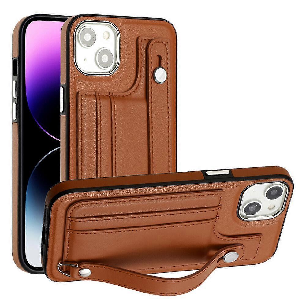 Compatible with iPhone 14 Plus Credit Card Slots Holder PU Leather Wallet Case with Wristband