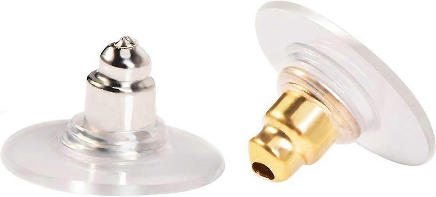 100 paires de boucles d’oreilles fermoirs avec boucle d’oreille de sécurité, argent et or