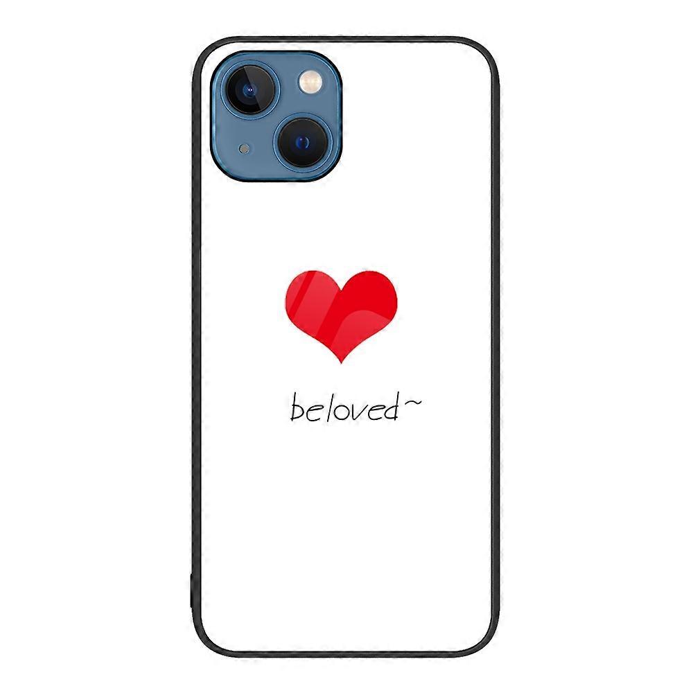 For iPhone 14 Plus Colorful Painted Glass Phone Case