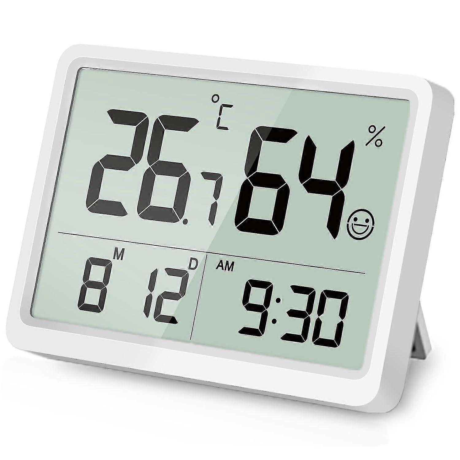 Digital Thermometer And Hygrometer With Time And Date Display (white)