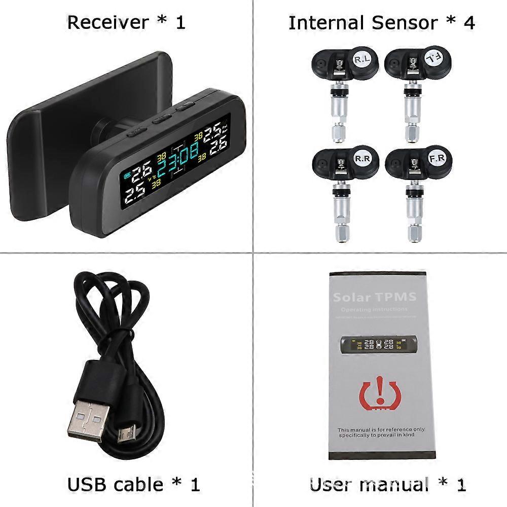 TPMS Sensor Car Tire Pressure Monitoring System Tyre Pressure External Sensors for 4 Wheel Car Tools Solar Power