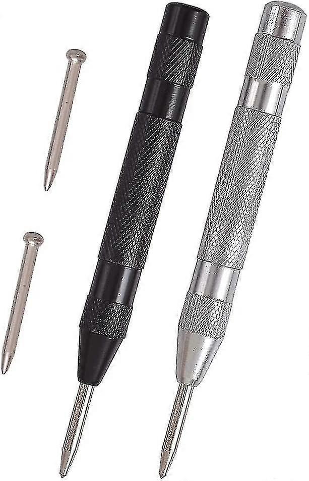 2 Pack 5 Inch Spring Loaded Auto Punch, Adjustable Tension, With 2 Replacement Tips
