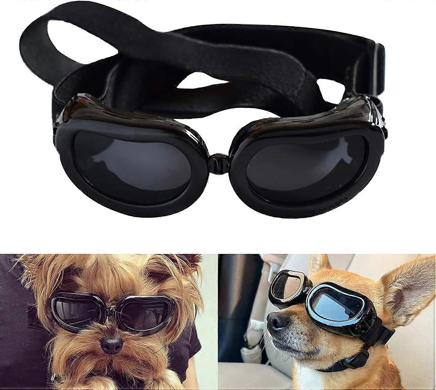 Dog Goggles Anti-UV Dog Sunglasses,Pet Goggles with Adjustable Straps for Cats Small Dogs-Black