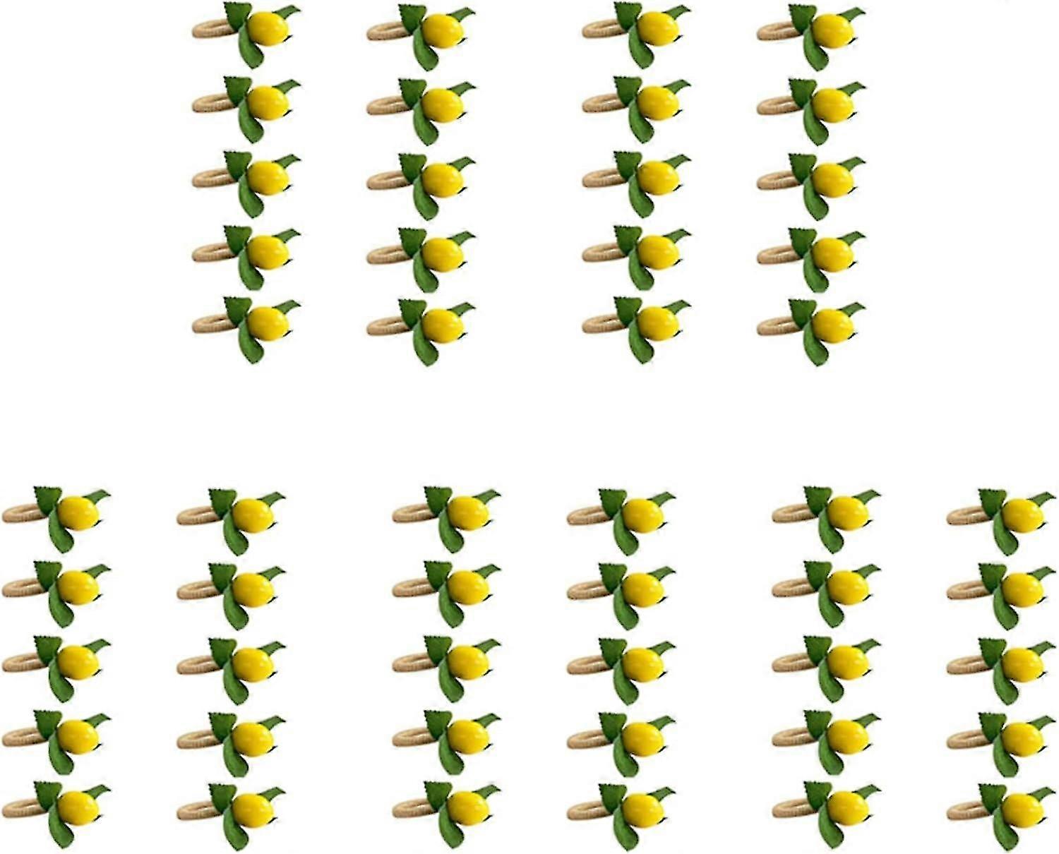 50PCS Jaune Faux Citron Ronds De Serviette avec Vigne pour Mariage, Banquet, Serviette