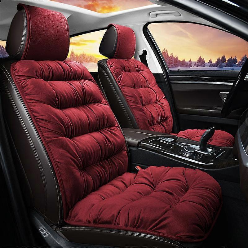 Cushioned Car Seat Cover, 2PCS Warm Plush Seat Cushion for Front Rear Pad