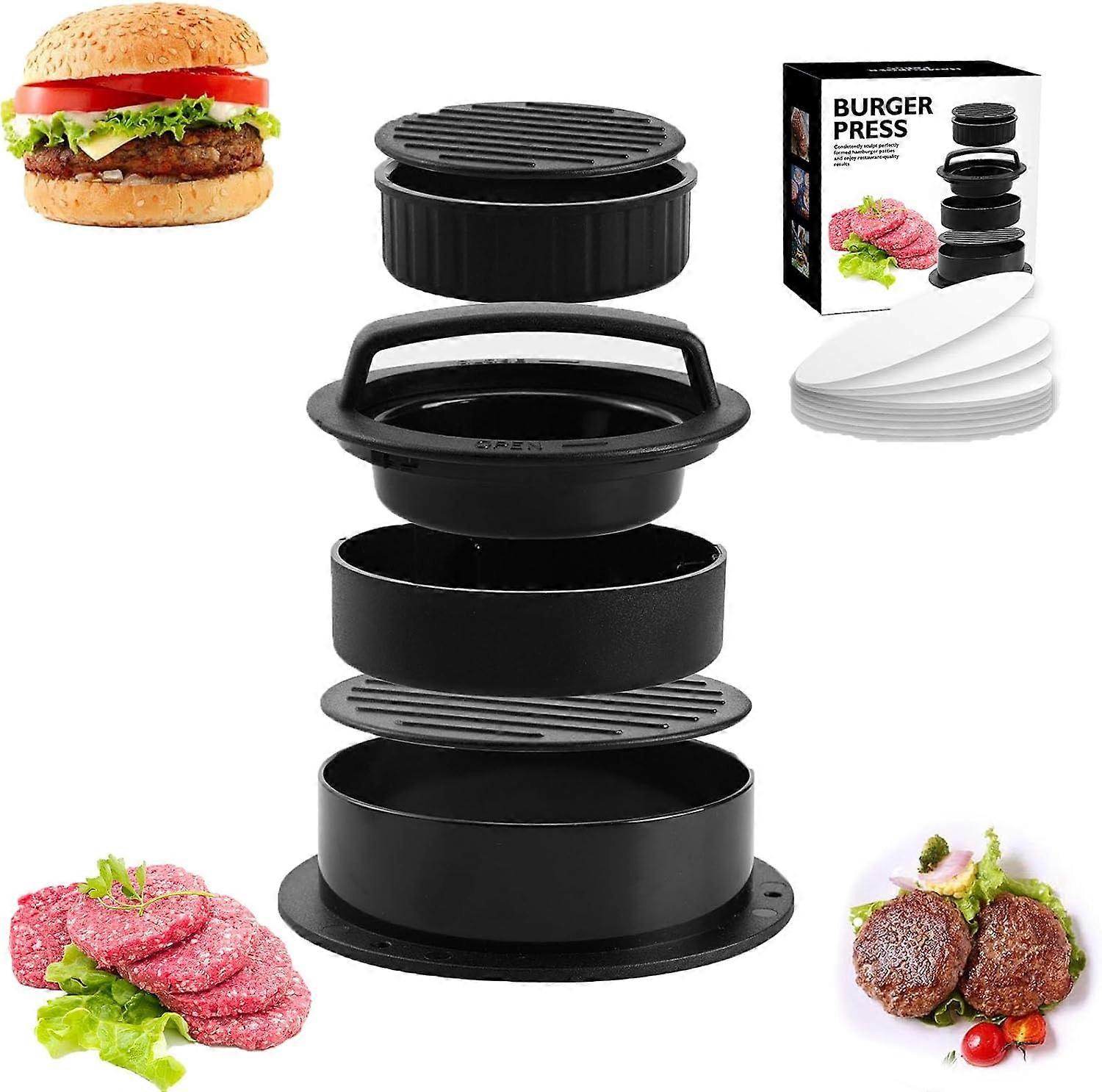 3 in 1 Non-Stick Hamburger Press Patty Maker, Burger Press with  100paper