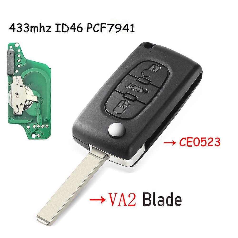 2/3 Buttons Filp Car Remote Key 433MHz For CITROEN C1 C2 C3 C4 C5 Berlingo Picasso For Peugeot ID46 CE0536 VA2/HU83