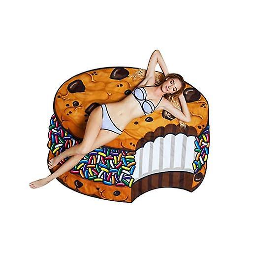 Round Beach Mat Traveling Beach Towel Cookie Pattern