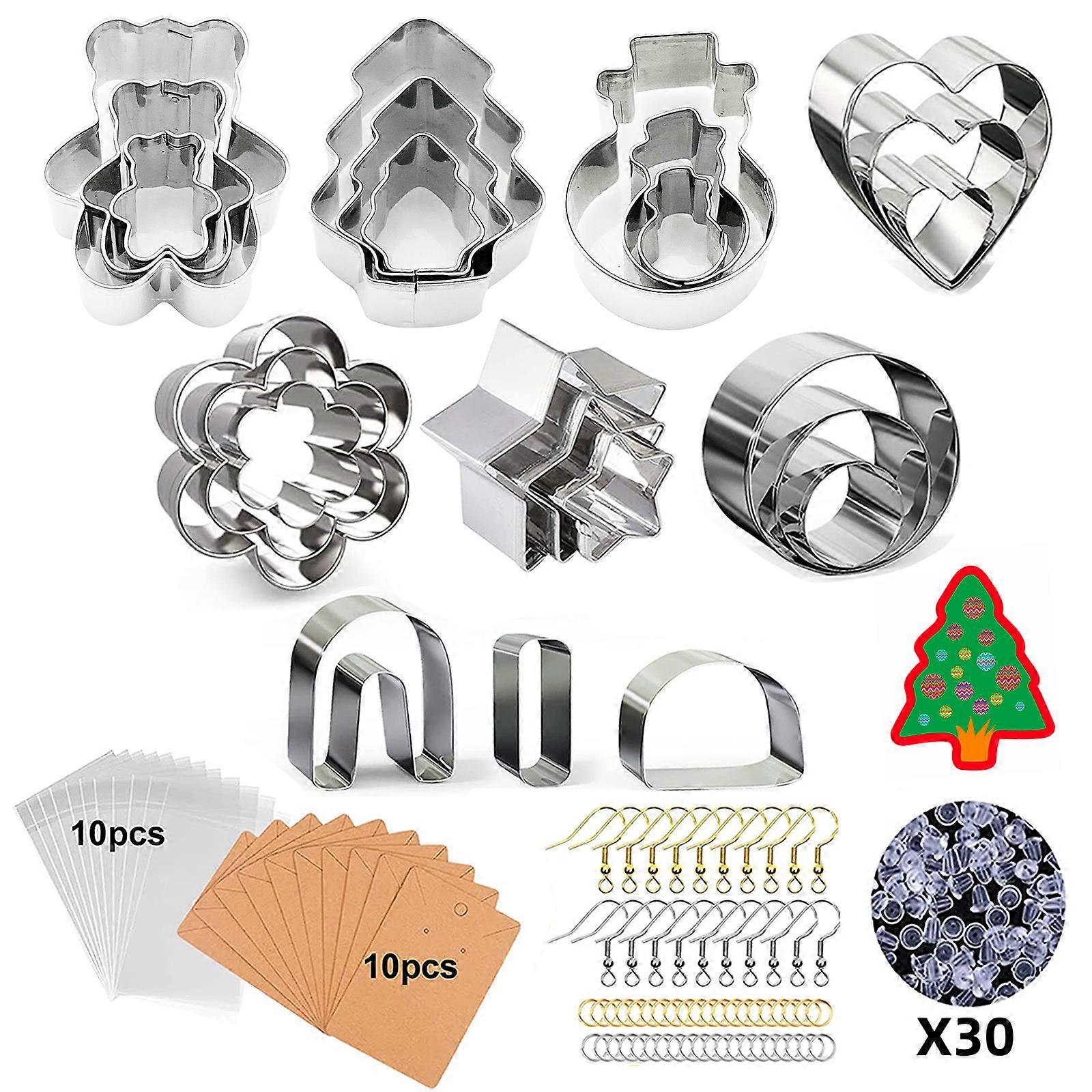 124 Pcs/Set  Cutters with Earring Cards and Hooks Clay Cutters