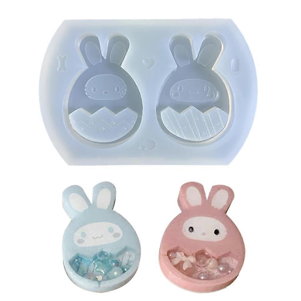 מבריק סיליקון עיצוב תבניות ארנב קישוט ביצי ארנב מחזיק מפתחות עובש תליון DIY