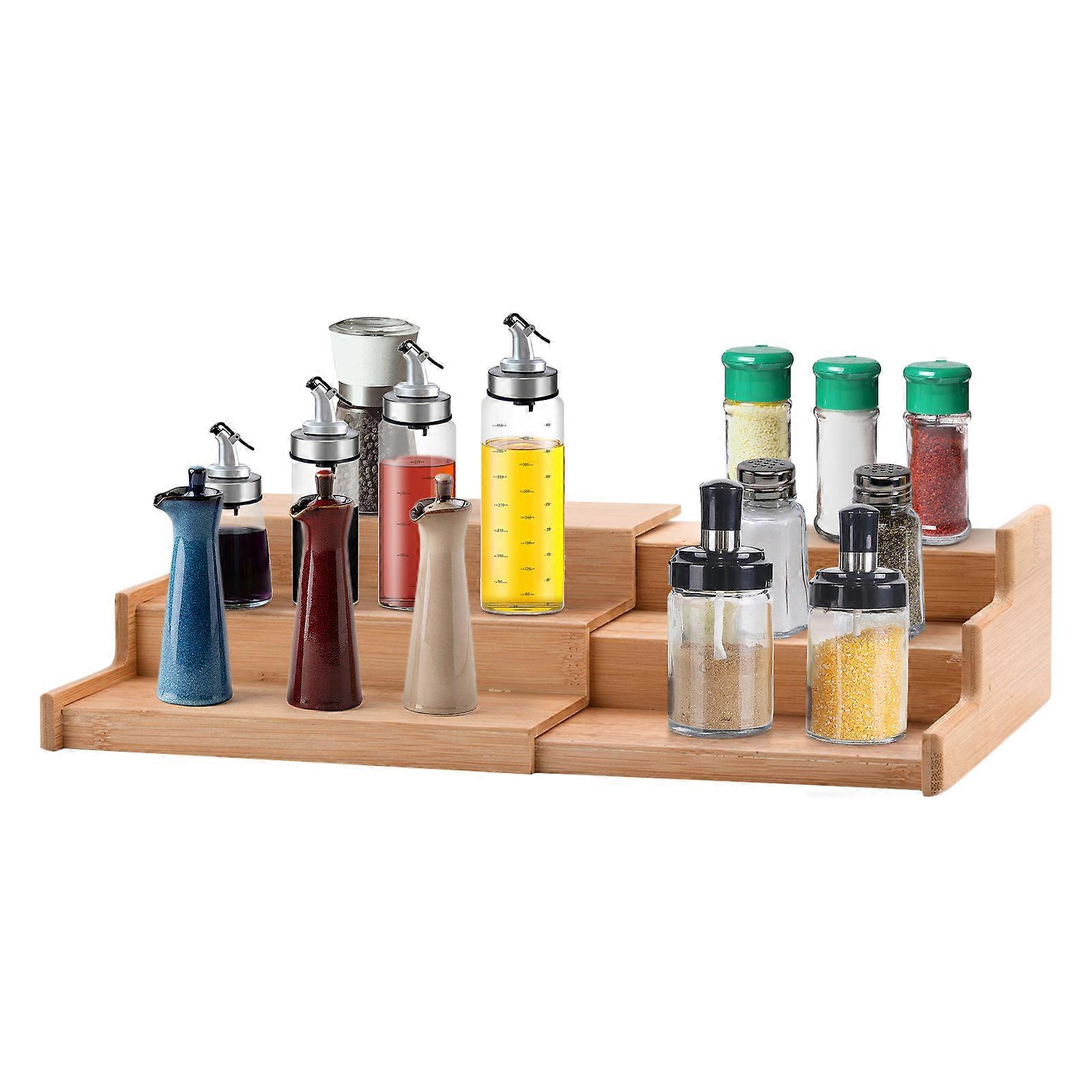 3-Tier Expandable Step Shelf Spice Organizer for Cabinet Multi-Use for Kitchen Dressing Table