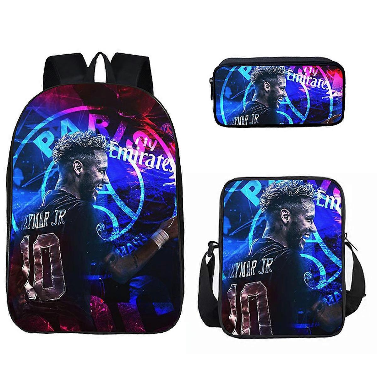 3Pcs/SetNeymar Schultasche Rucksack Schüler Buch Tasche Causl Tagesrucksack für Mädchen Jungenmit Umhängetaschen Federmäppchen