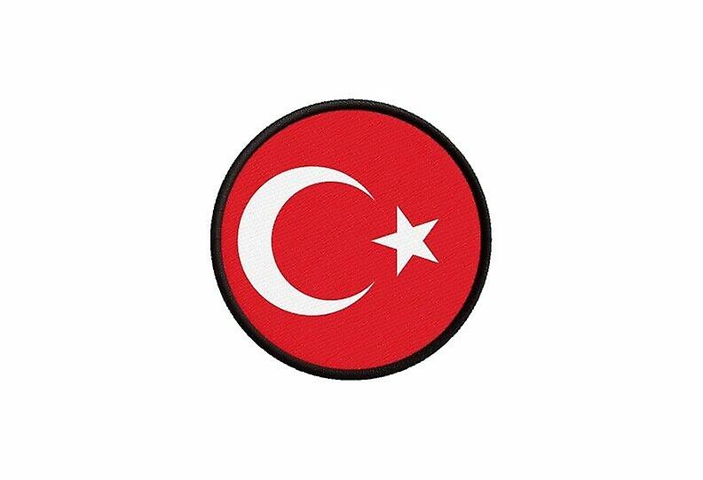 Patch ecusson Turkish flagque printed thermosticker round round
