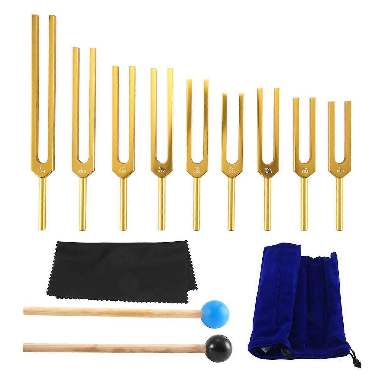 Tuning Fork Set - 9 Tuning Forks for ,Sound ,Keep Body,Mind and Spirit in Perfect Harmony- Gold