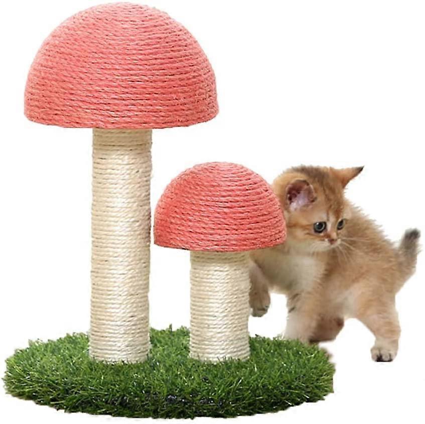 Cat Scratching Post, Mushroom Scraper Toys for Cats and Kittens, Pink Natural Sisal Cat Scratchers