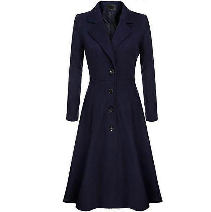 Women's Big Notch Lapel Single Breasted Mid-Long Blend Co at