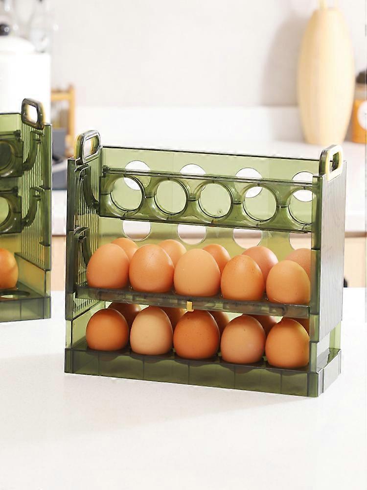 Refrigerator Egg Holder with 2/3 Layers, Flip-Over and Folding Design, Food-Grade PET, Space Saving