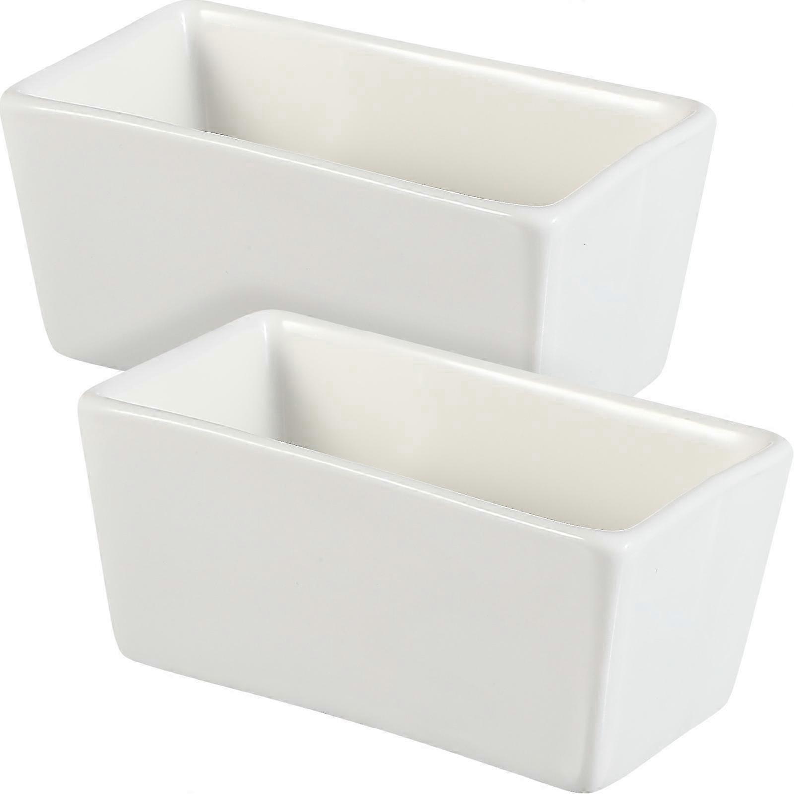 2 Pcs Ceramic Sugar Bowls Flat Bottom Rectangular Sugar Jars Containers for Cafe Home Kitchen