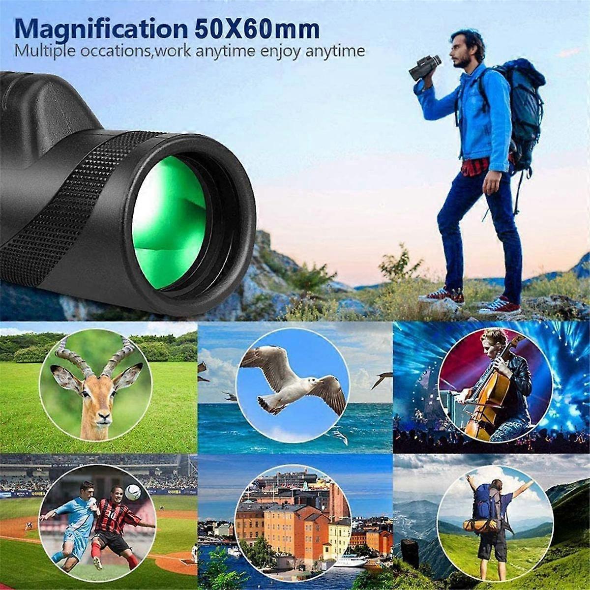 10x42 Monocular Mobile Telescope with Smartphone Adapter and Tripod for Bird Watching, Hunting, Hiking Green