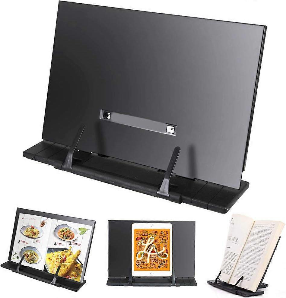 Adjustable Metal Book Stand - Cookbook Holder and Tablet Stand with Angle Adjustment and Foldable Design for Easy Portability