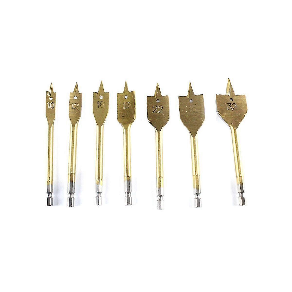 7pcs Titanium Hss Hole Drill Bit Flat Wood Drill Bits Diy Woodworking Tools With Bag