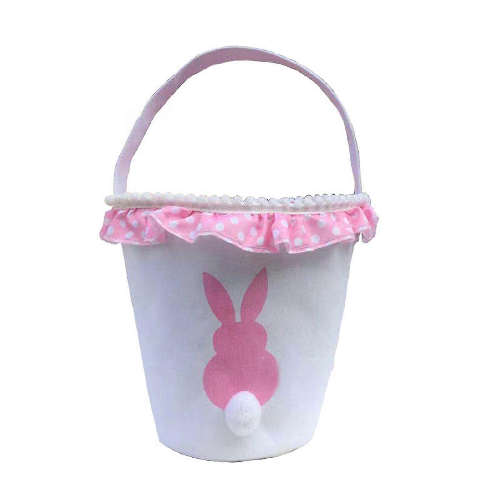 Rabbit Printing Easter Egg Hunts Basket Canvas Bag with Handle Festival Supply Qinhai