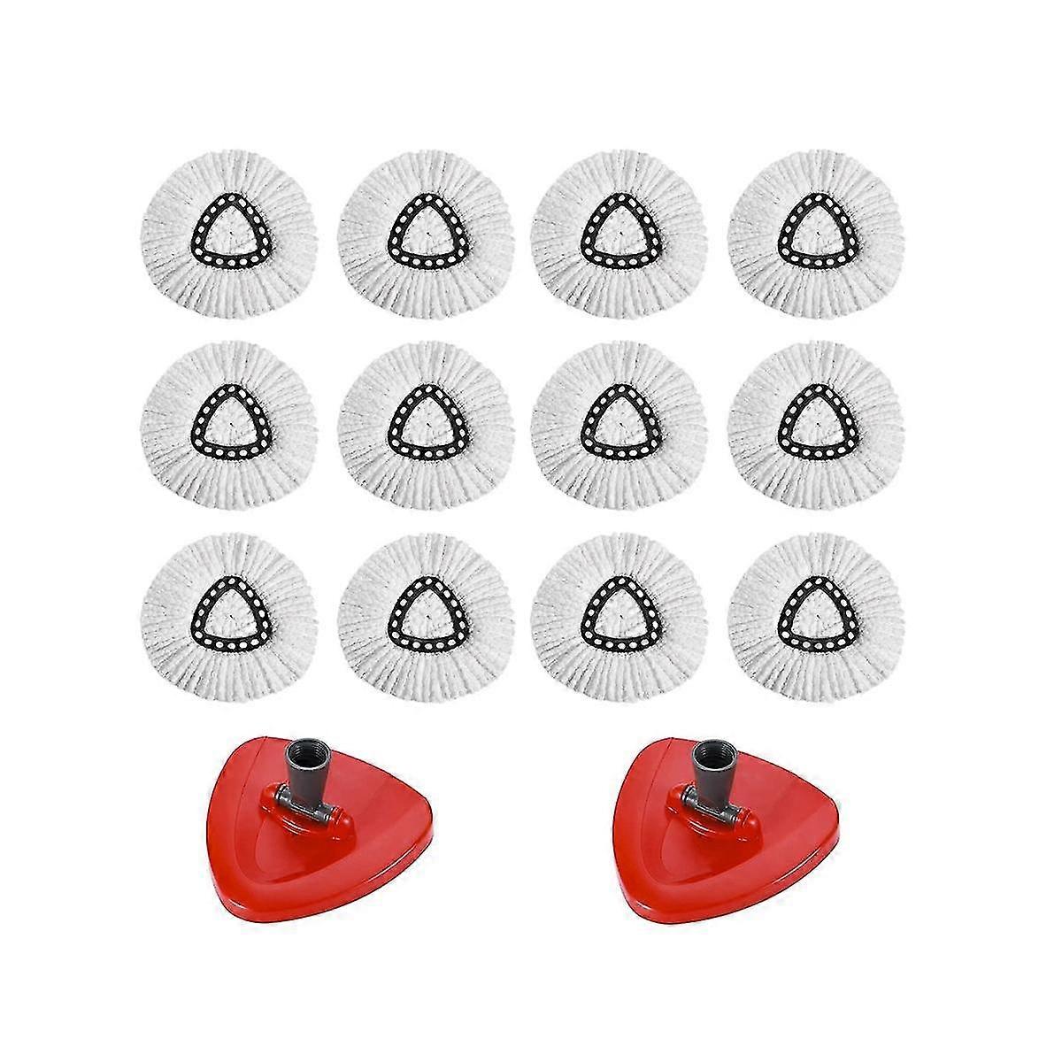 12 Pcs Mop Replacement Heads For Rvileda/o- Microfiber Refills With 2 Bases Easy Clean Replace