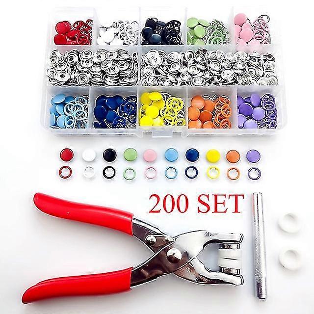 Plier Tool 100/200 Set 10 Colors Metal Sewing Buttons Hollow Solid Five-claw Buckle Metal Snap Buttons For Installing Clothes
