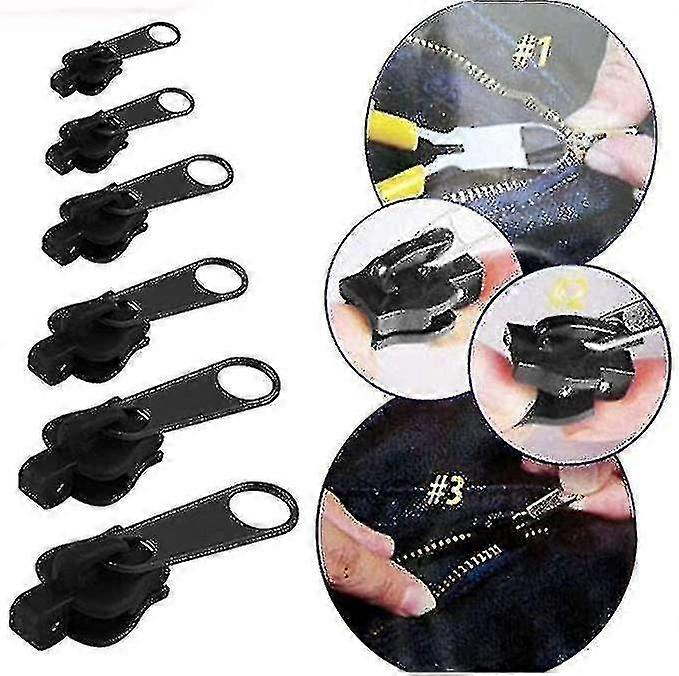 6-pack Fixed Zipper Pullers - Zipper Slider Repair, Instant Zipper Set - Detachable Rescue Replacement Bag