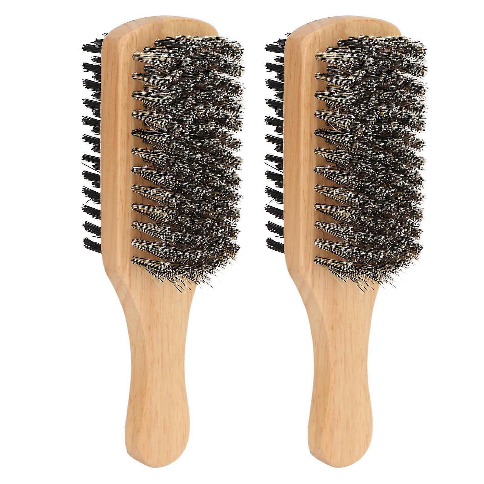 Double-Sided Men's Beard Brush - Soft and Hard Bristles for Knots Removal and Cleaning - Ideal for Home and Salon Use (Set of 2)