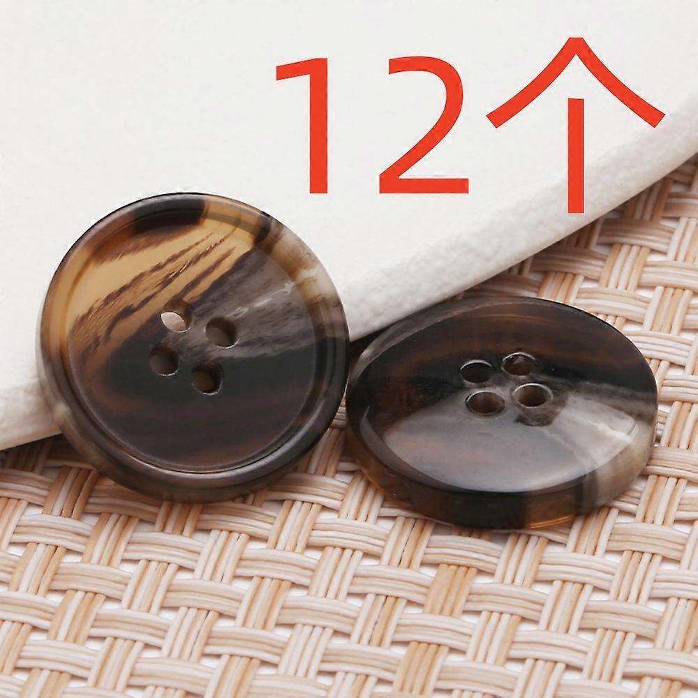 12pcs coffee colored resin buttons -20mm