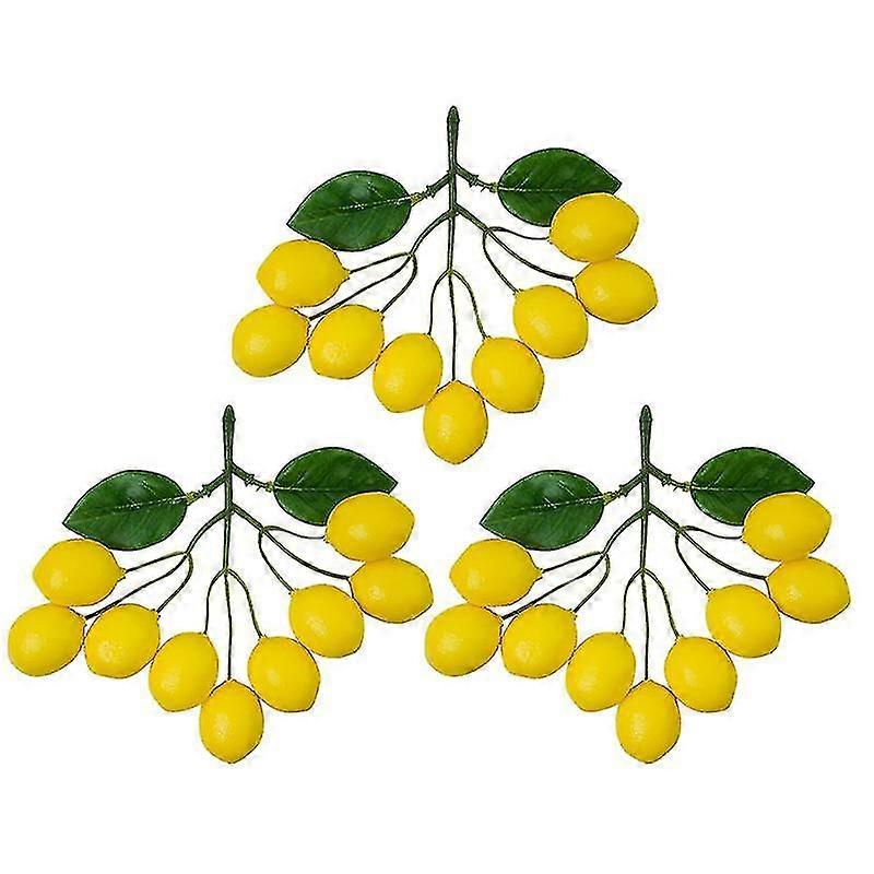 3pcs Fake Fruit Home Kitchen Party Decoration 9 Head Simulation Lemon String