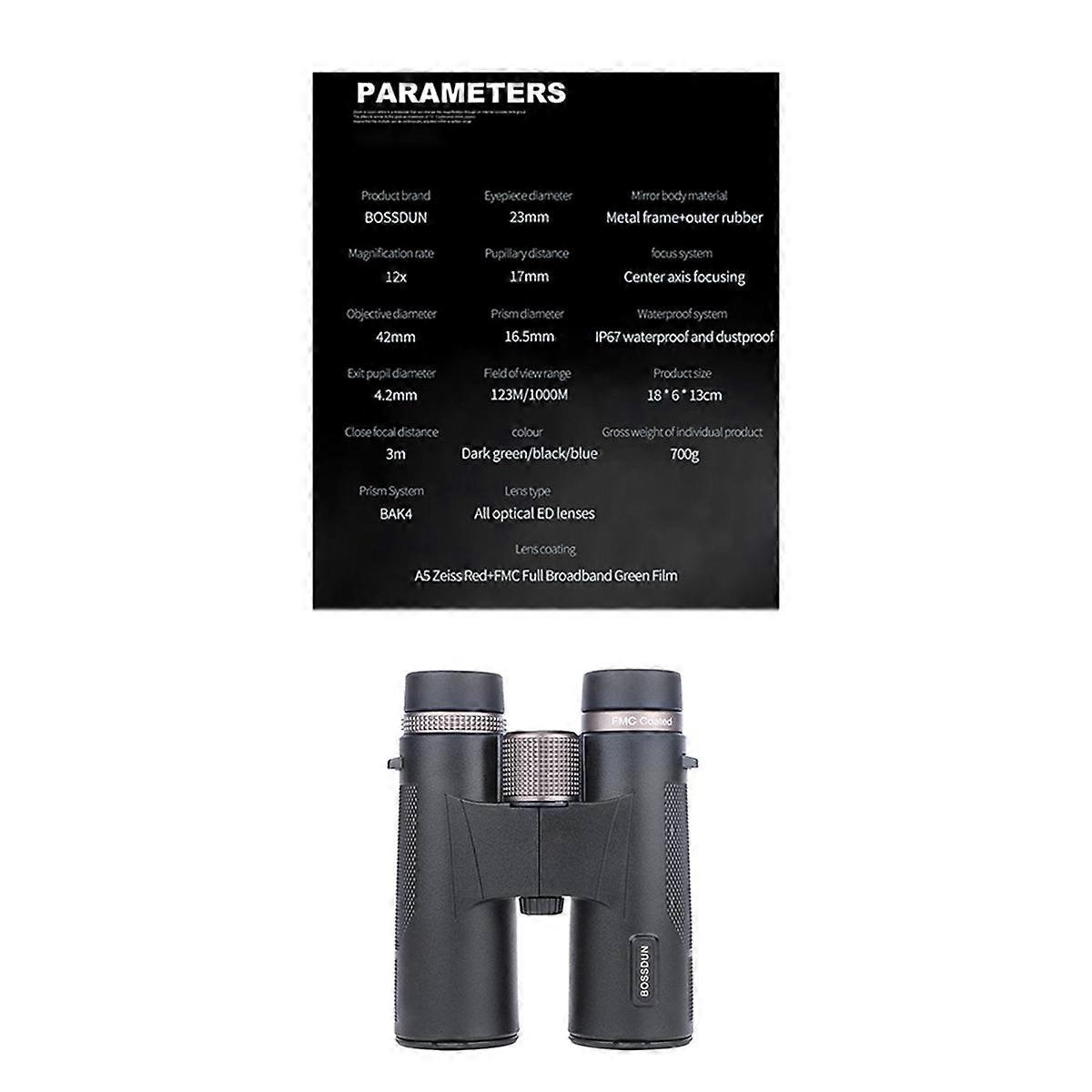12x42 プロフェッショナル双眼鏡 EDレンズ BAK4プリズム 防水メタルボディ バードウォッチング キャンプ 旅行用