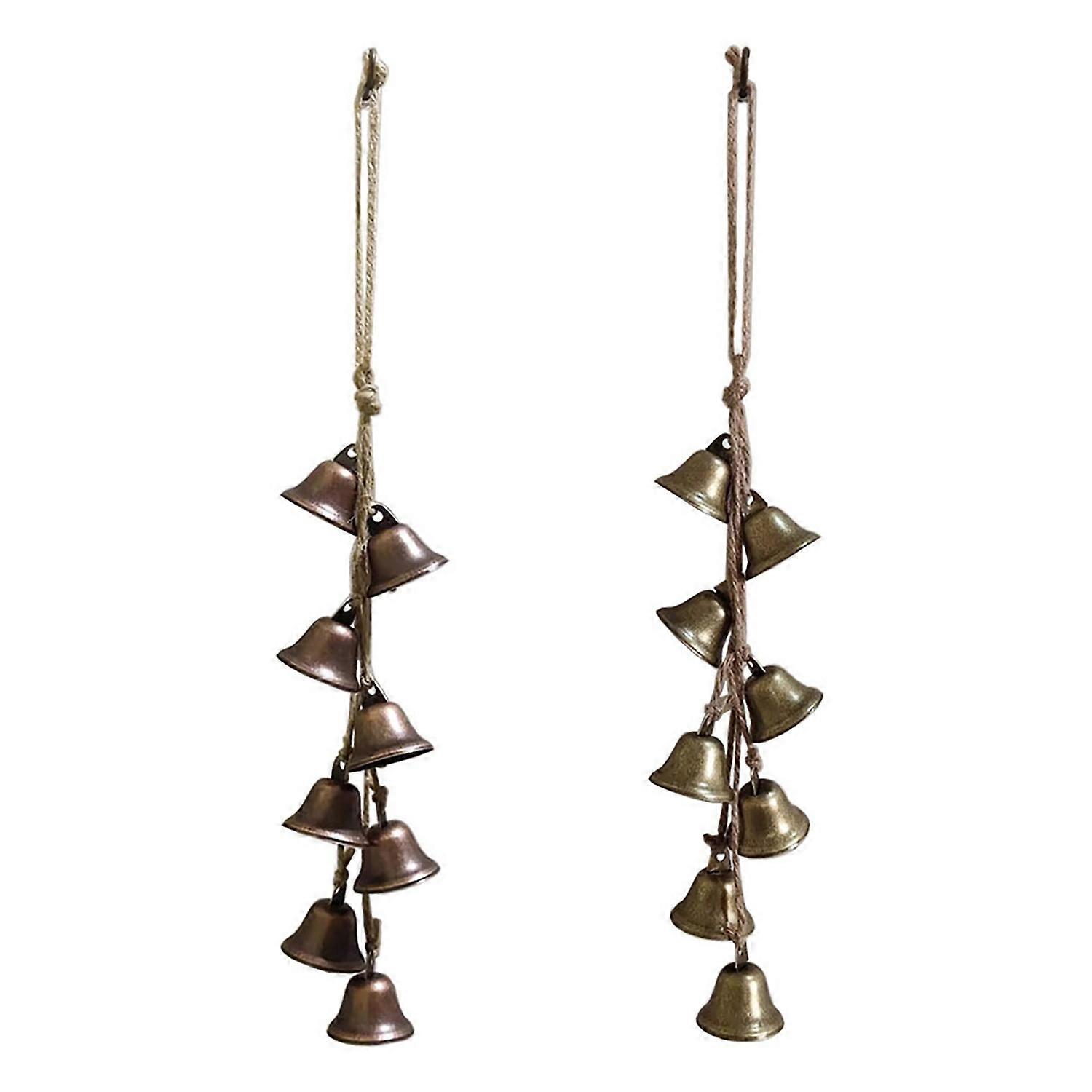 [安德在线](下单备注：2个颜色组合装发货）2pcs风铃门把手壁挂纪念风铃祈福铃铛门护符装饰挂件铃铛（红古铜+古铜色）