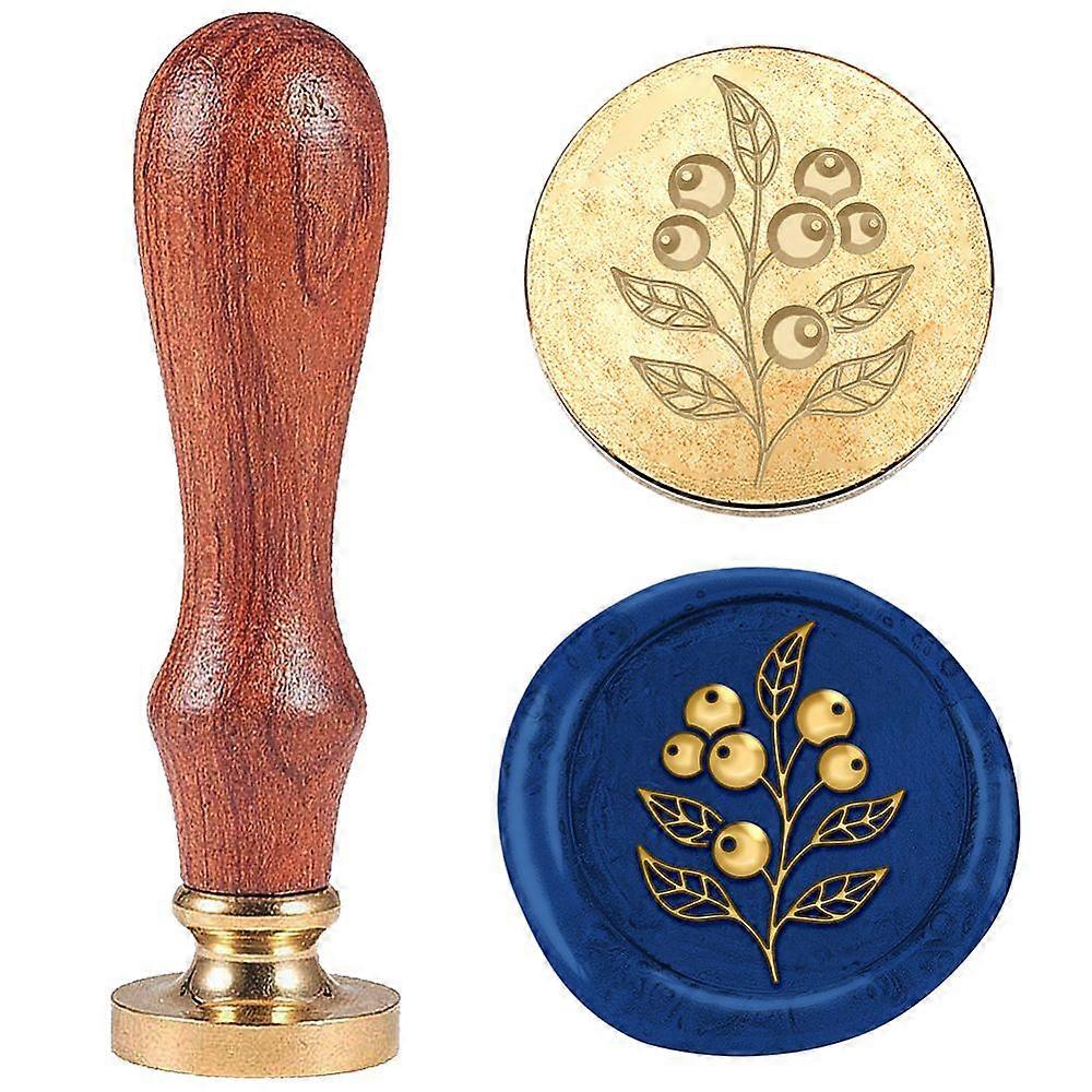 Retro Wax Seal Stamp Set including Safflower Pear Wood Handle & Removable Brass Head for Envelopes Invitations Gift Card Leaf 83x22mm stamps: 25x14.5m