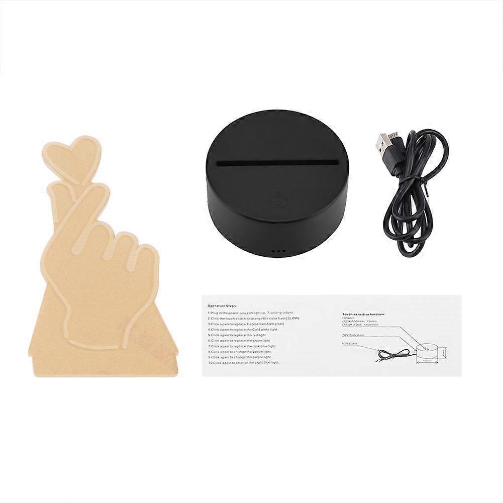 4.5V USB 3D Illusion Visual Night Lamp 7 Colors Touch Desk Table Light(Black Base)