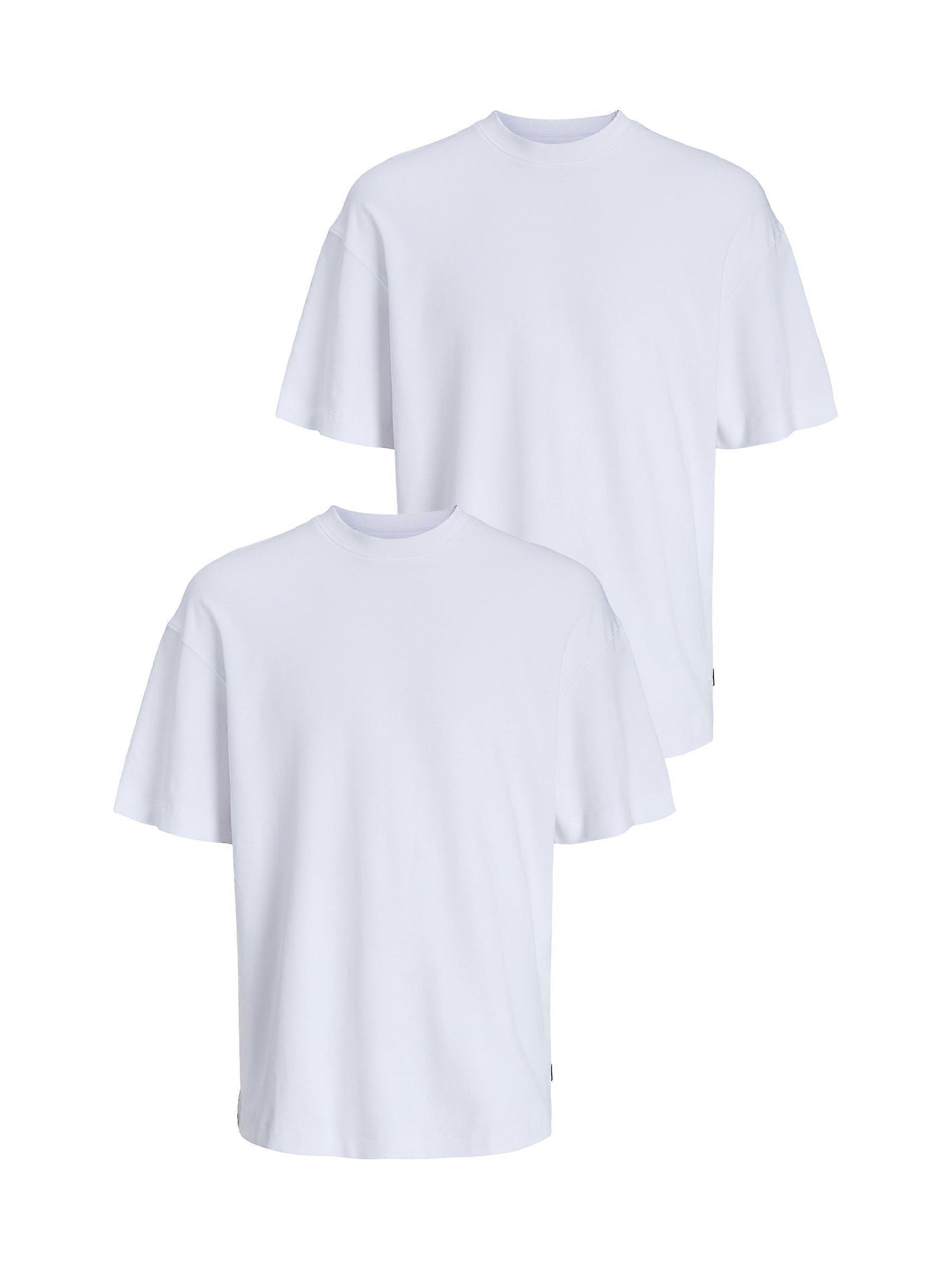 JACK & JONES 2er-SET Basic T-Shirt Rundhals Dropped Shoulder Oversized Shirt