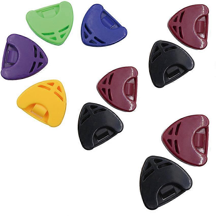 Musical Instrument Pluck Box Guitar Colorful Plectrum Clip Large Triangle Pluck Clip Pluck Clip Pluck Box (10pcs Random color)