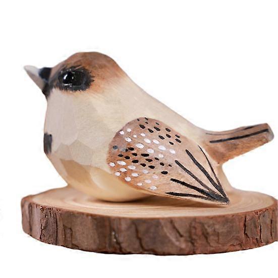 Colorful Bird Ornament with Wood Base Handmade Engraving Process Crafts Art Healing Bird Carving Decoration Feather Animal Model Desktop Ornament