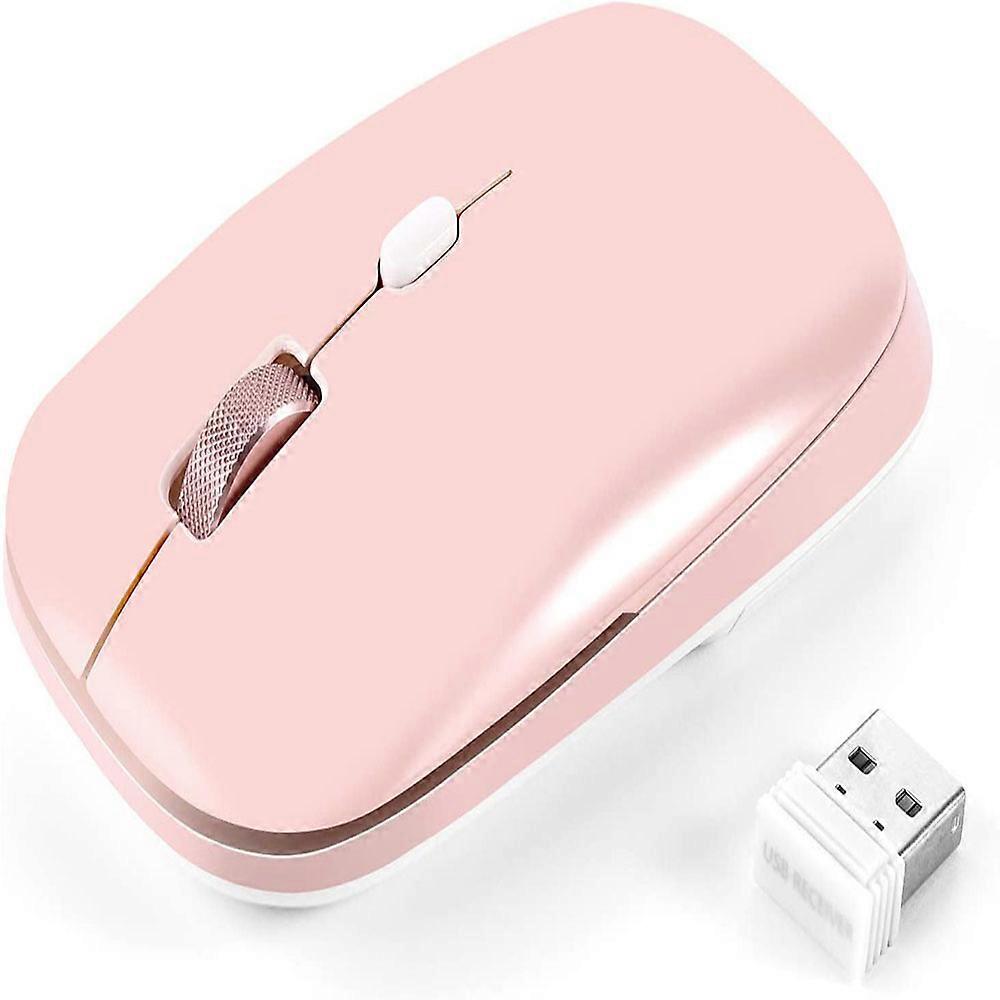 2.4G Silent Mouse with USB Receiver, Connected to Laptop/PC/Computer/Notebook/MacBook Pink