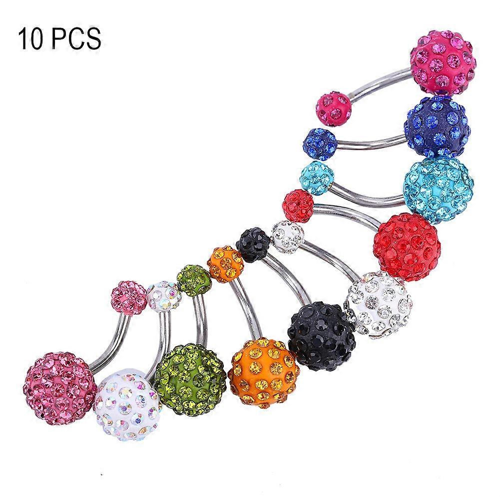 10st / Set Strass Belly Ringar Piercing Smycken Set