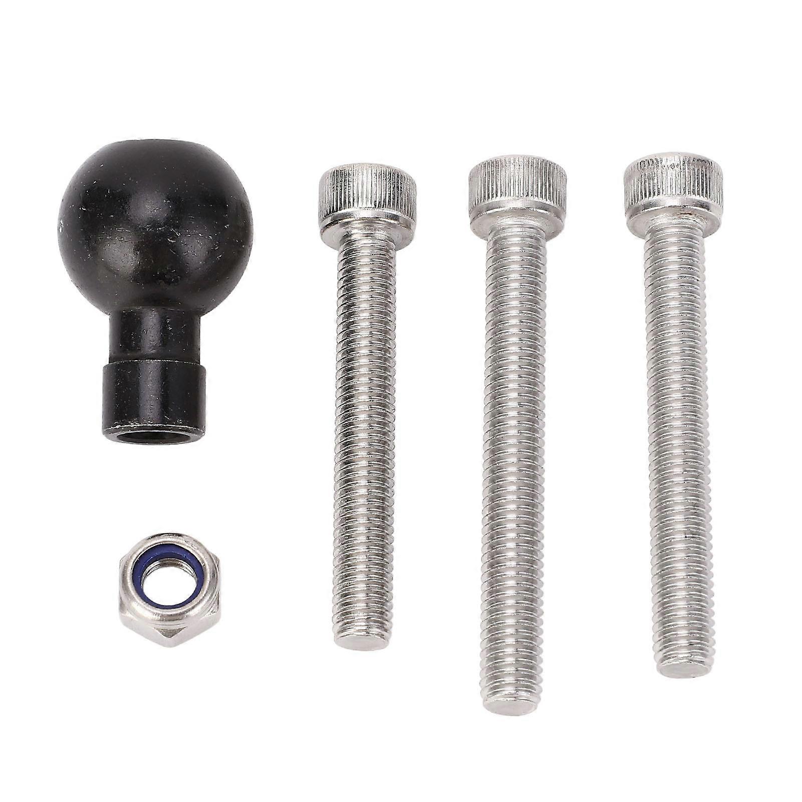 Motorcycle Handlebar Clamp Base Fork Stem Ball Base Ball Head Base with M8 Bracket Bolt 1 Inch Rubber Ball for B‑367U Bracket System