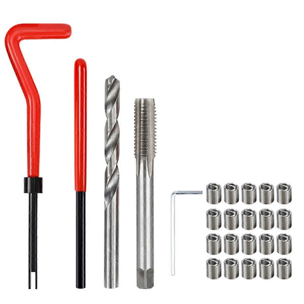 M7 Car Drill Bit Tool Metric Thread Repair Insert Kit Helical Coil Car Repair Tool Coarse Crowbar Screw Tooth Repair Kit