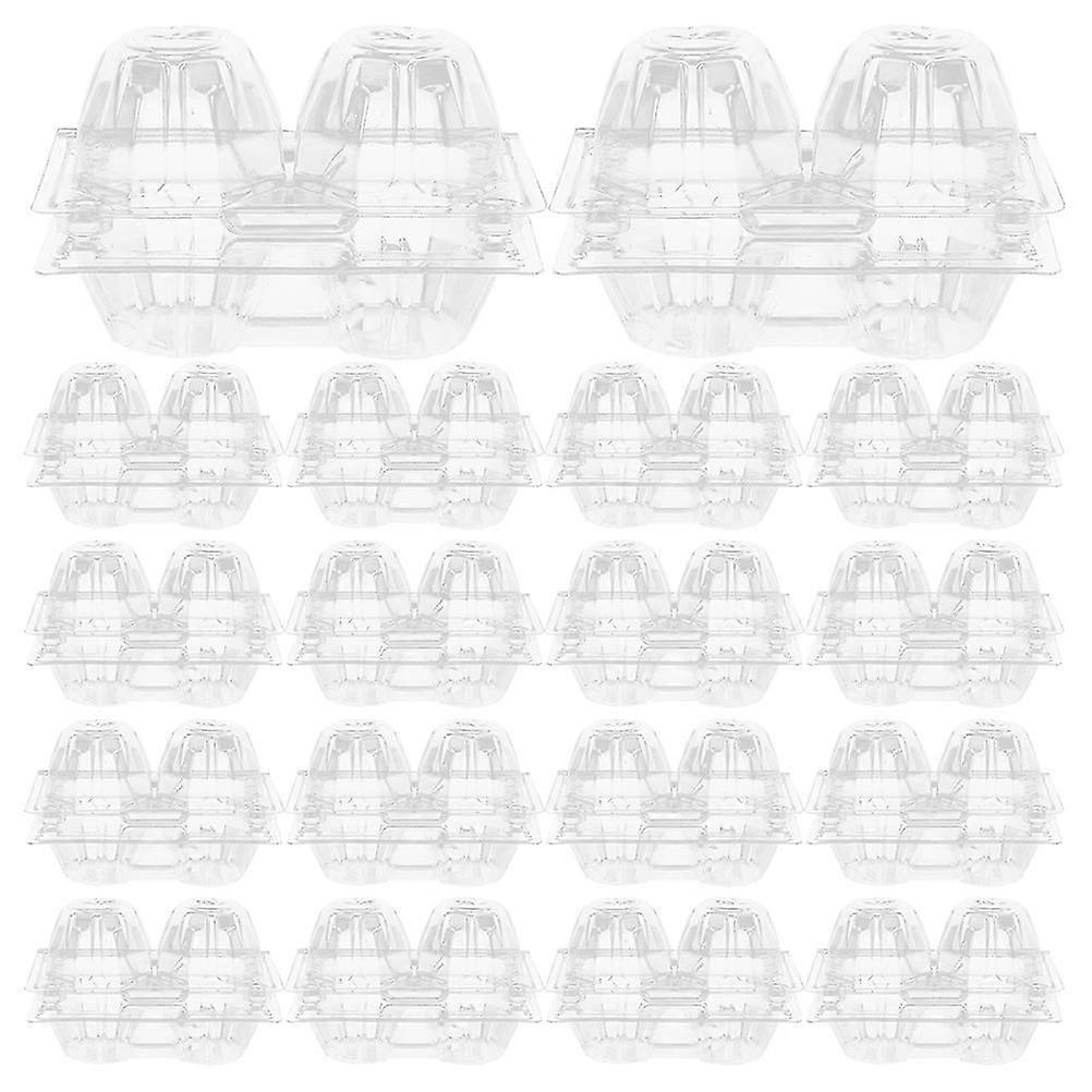 100 stks Eierdozen 2-slots Eierpakketdoos Doorzichtig Eiercontainer Kip Ei Tray Karton