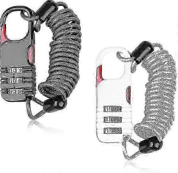 Bicycle Lock, 2 Pieces Portable Bicycle Lock Chain Password Combination Security Lock Anti-Theft Resettable 3 Digit Lock for Motorcycle Helmet Scooter