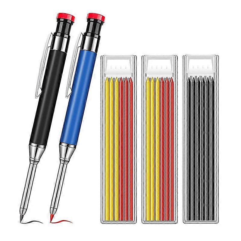 Metal Solid Carpenter Pencil Set way Compatible Deep Hole Marker With Refill Leads Marking Tool Woodworking Deep Hole Mechanical Pencils