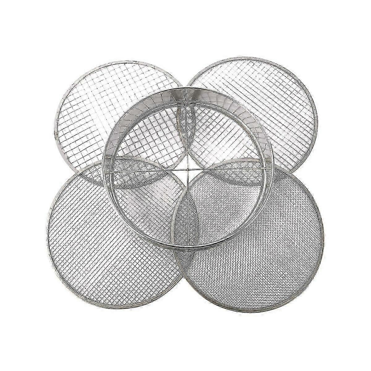 Garden Potting Mesh Sieve Sifting Pan - Stainless Steel Mix Soil Filter 4 Sieve Mesh Filter(1/8in