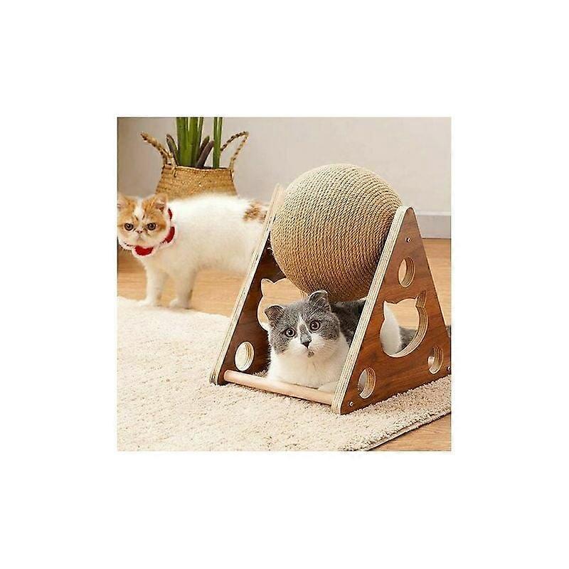 Cat Scratcher, Solid Wood Base, Rolling Ball